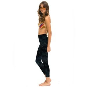 RARE Hand Dyed Cropped HI-Rise Leggings in Tie Dye Smoke